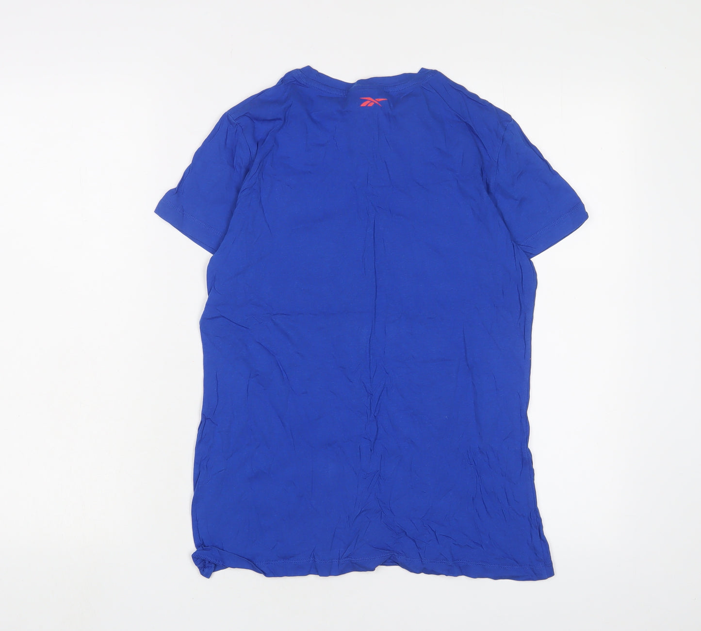 Reebok Womens Blue Cotton Basic T-Shirt Size 12 Crew Neck - Logo