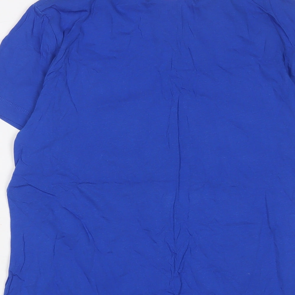 Reebok Womens Blue Cotton Basic T-Shirt Size 12 Crew Neck - Logo