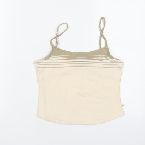 Nike Womens Beige Striped Cotton Cropped Tank Size S Scoop Neck - Logo, Embroidered