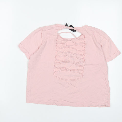 Pink Floyd Womens Pink Cotton Cropped T-Shirt Size 8 Crew Neck