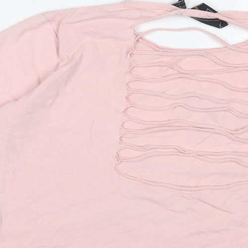 Pink Floyd Womens Pink Cotton Cropped T-Shirt Size 8 Crew Neck