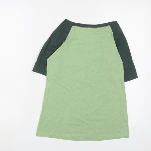 Wicked Womens Green Cotton Basic T-Shirt Size M Crew Neck