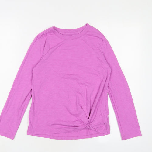 Gap Girls Pink Cotton Basic T-Shirt Size 10-11 Years Crew Neck Pullover - Tie Front