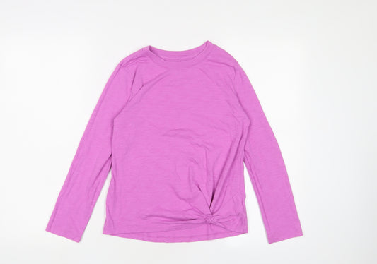 Gap Girls Pink Cotton Basic T-Shirt Size 10-11 Years Crew Neck Pullover - Tie Front