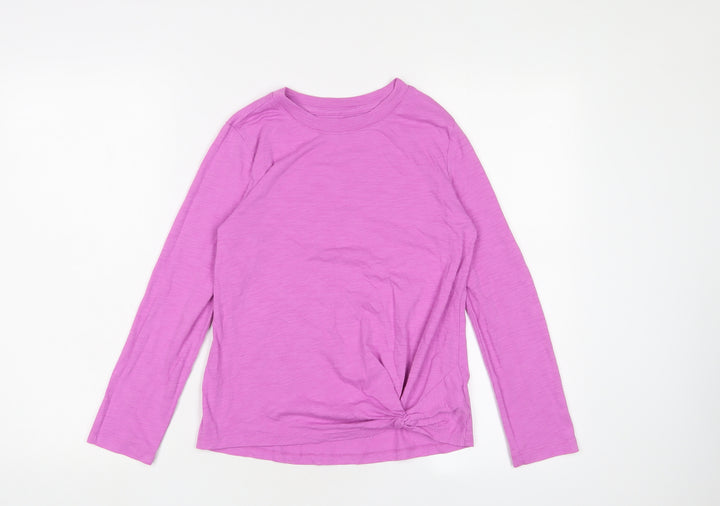 Gap Girls Pink Cotton Basic T-Shirt Size 10-11 Years Crew Neck Pullover - Tie Front