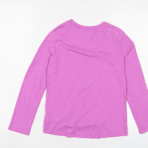 Gap Girls Pink Cotton Basic T-Shirt Size 10-11 Years Crew Neck Pullover - Tie Front