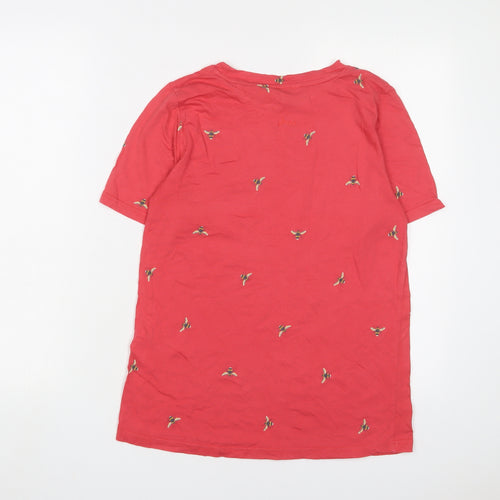 Joules Womens Pink Geometric Cotton Basic T-Shirt Size 12 Crew Neck - Bee