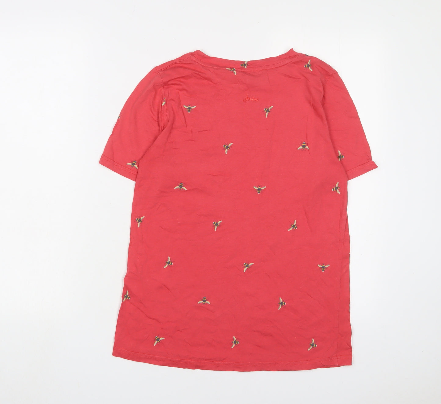 Joules Womens Pink Geometric Cotton Basic T-Shirt Size 12 Crew Neck - Bee