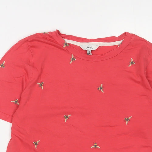 Joules Womens Pink Geometric Cotton Basic T-Shirt Size 12 Crew Neck - Bee