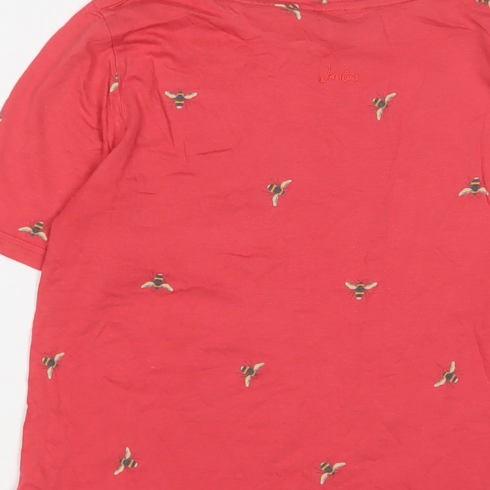 Joules Womens Pink Geometric Cotton Basic T-Shirt Size 12 Crew Neck - Bee