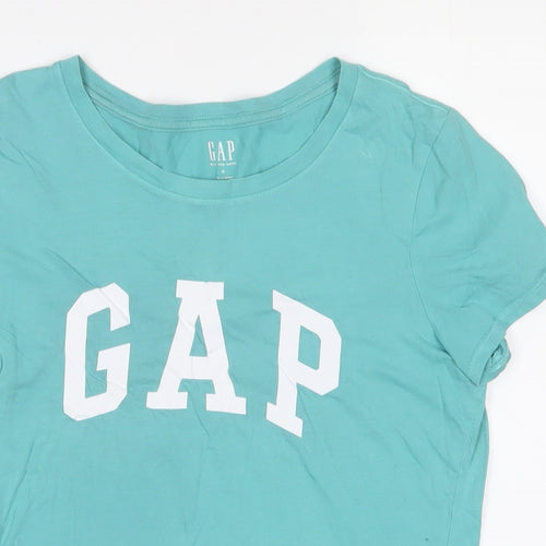 Gap Womens Blue Cotton Basic T-Shirt Size S Crew Neck - Logo