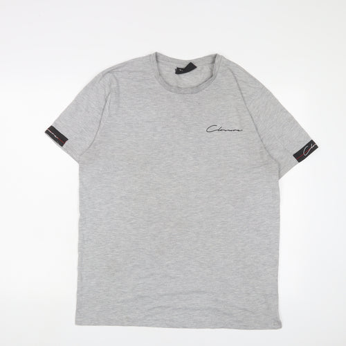 Closure Mens Grey Cotton T-Shirt Size L Crew Neck - Logo