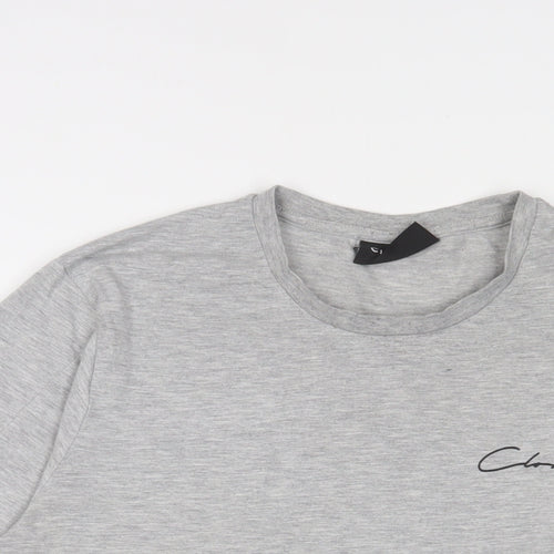 Closure Mens Grey Cotton T-Shirt Size L Crew Neck - Logo
