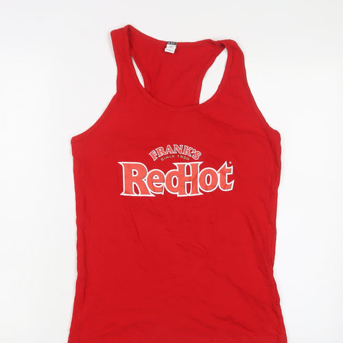Franks's RedHot Womens Red Cotton Basic Tank Size L Scoop Neck
