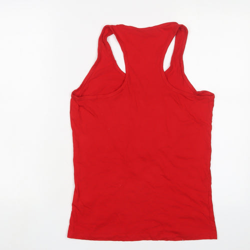Franks's RedHot Womens Red Cotton Basic Tank Size L Scoop Neck