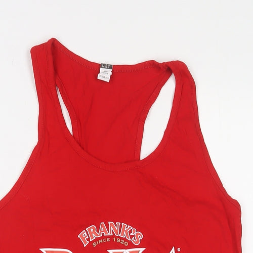 Franks's RedHot Womens Red Cotton Basic Tank Size L Scoop Neck