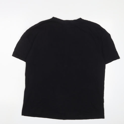 Zara Mens Black Cotton T-Shirt Size M Crew Neck - Mens Kermit Kiss a frog get a prince