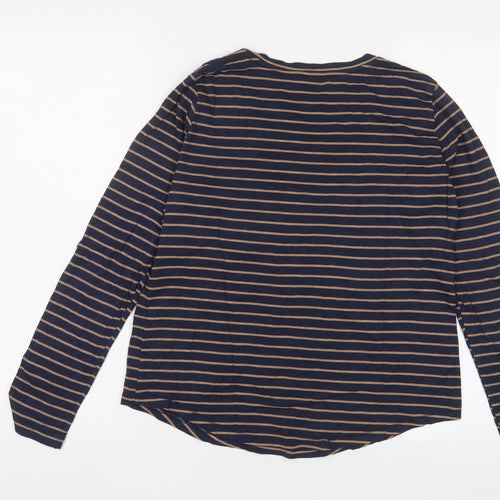 Sonoma Womens Blue Striped Cotton Basic T-Shirt Size S V-Neck
