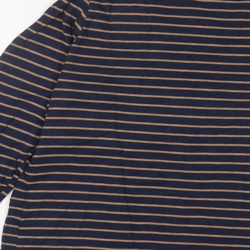 Sonoma Womens Blue Striped Cotton Basic T-Shirt Size S V-Neck
