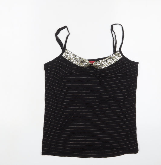 Monsoon Womens Black Viscose Basic Tank Size 14 Scoop Neck - Sequins