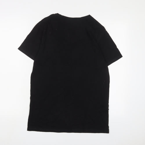 Fanpac london Womens Black Cotton Basic T-Shirt Size S Crew Neck