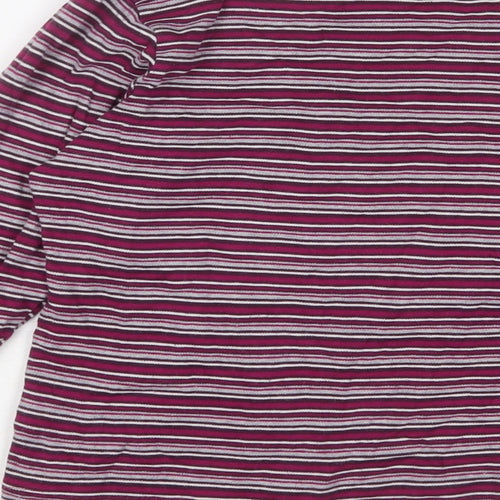 EWM Womens Purple Striped Cotton Basic T-Shirt Size 14 V-Neck