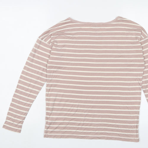 Henri Lloyd Womens Pink Striped Lyocell Basic T-Shirt Size M Boat Neck - Logo, Embroidered