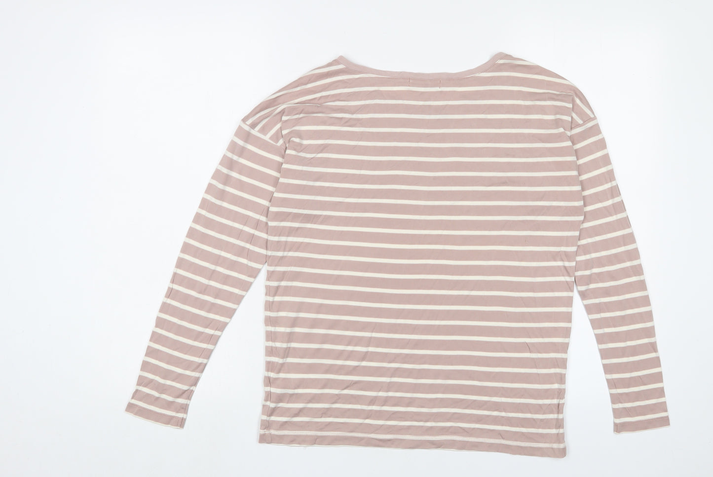 Henri Lloyd Womens Pink Striped Lyocell Basic T-Shirt Size M Boat Neck - Logo, Embroidered