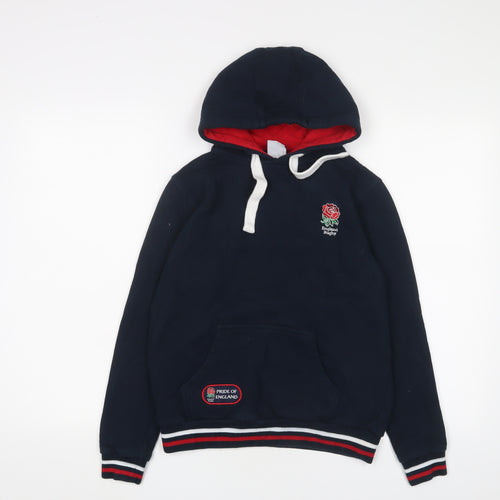 England Rugby Womens Blue Cotton Pullover Hoodie Size S Pullover - Logo, Embroidered