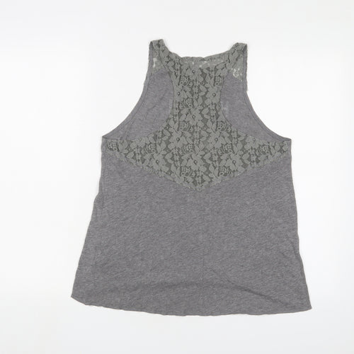 Hollister Womens Grey Cotton Basic Tank Size S Scoop Neck - Logo, Lace