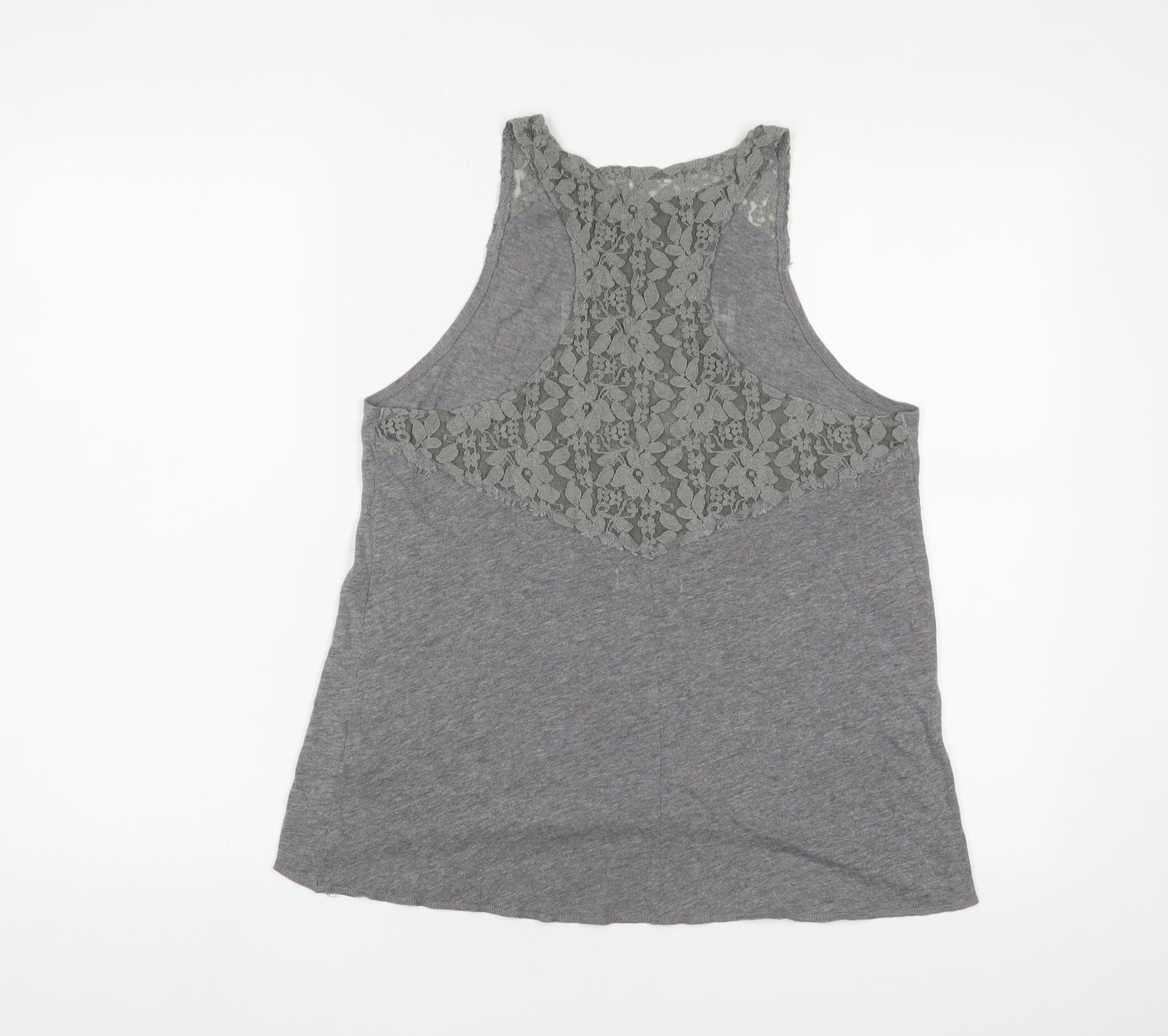 Hollister Womens Grey Cotton Basic Tank Size S Scoop Neck - Logo, Lace