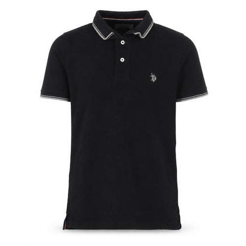 US Polo Assn. Mens Black Cotton Polo Size S Collared Button - Logo, Embroidered