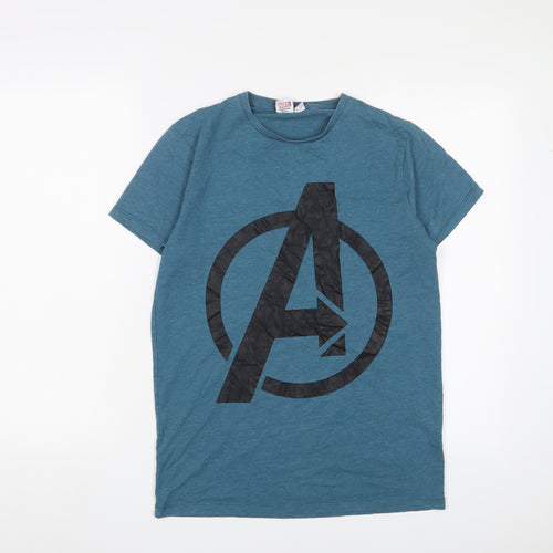 Marvel Mens Blue Cotton T-Shirt Size M Crew Neck - Advangers