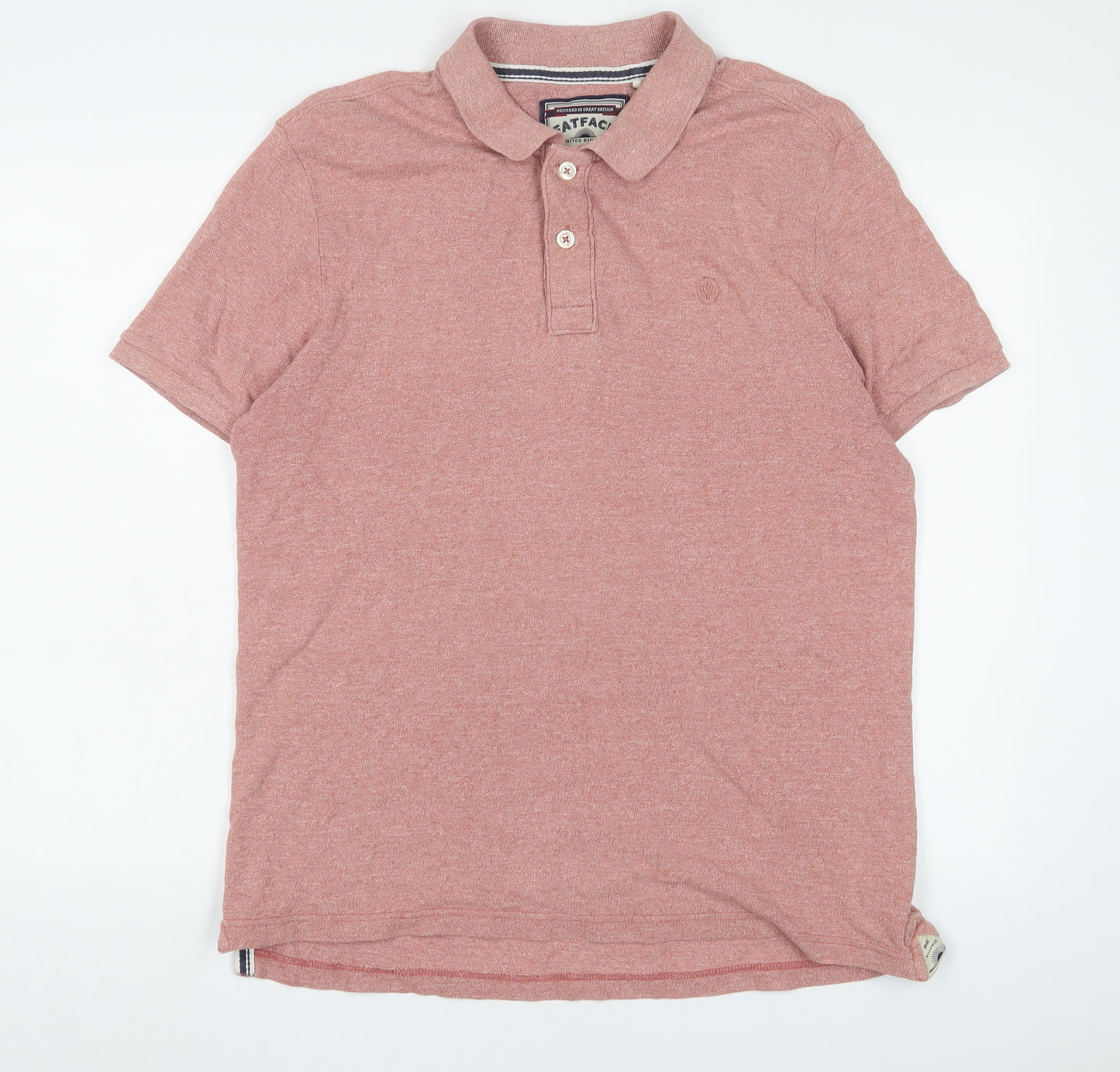 Fat Face Mens Pink Cotton Polo Size L Collared Button - Logo, Embroidered