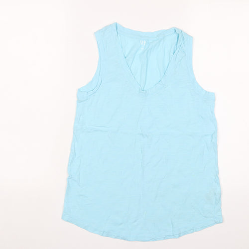 Gap Womens Blue Cotton Basic T-Shirt Size S V-Neck