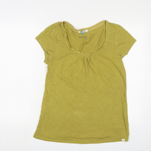 White Stuff Womens Green Cotton Basic T-Shirt Size 14 Scoop Neck - Pleated