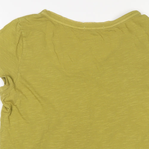 White Stuff Womens Green Cotton Basic T-Shirt Size 14 Scoop Neck - Pleated