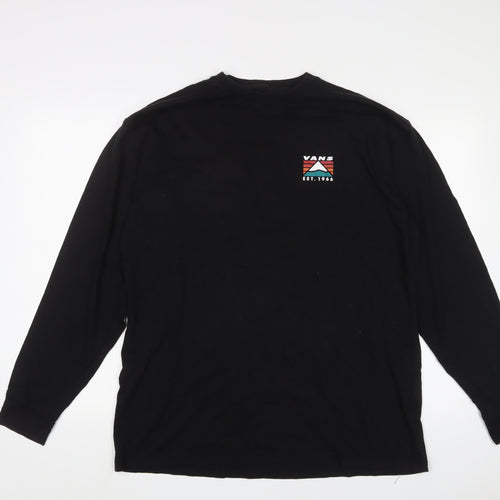 VANS Mens Black Cotton T-Shirt Size XL Crew Neck - Logo