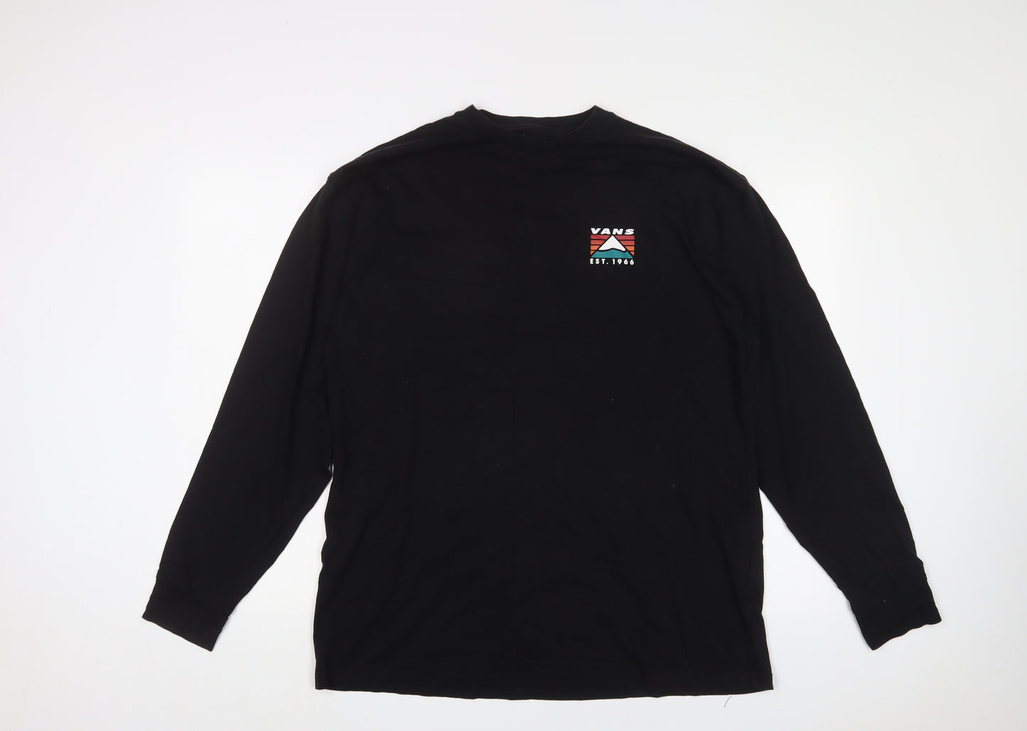 VANS Mens Black Cotton T-Shirt Size XL Crew Neck - Logo