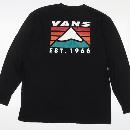 VANS Mens Black Cotton T-Shirt Size XL Crew Neck - Logo