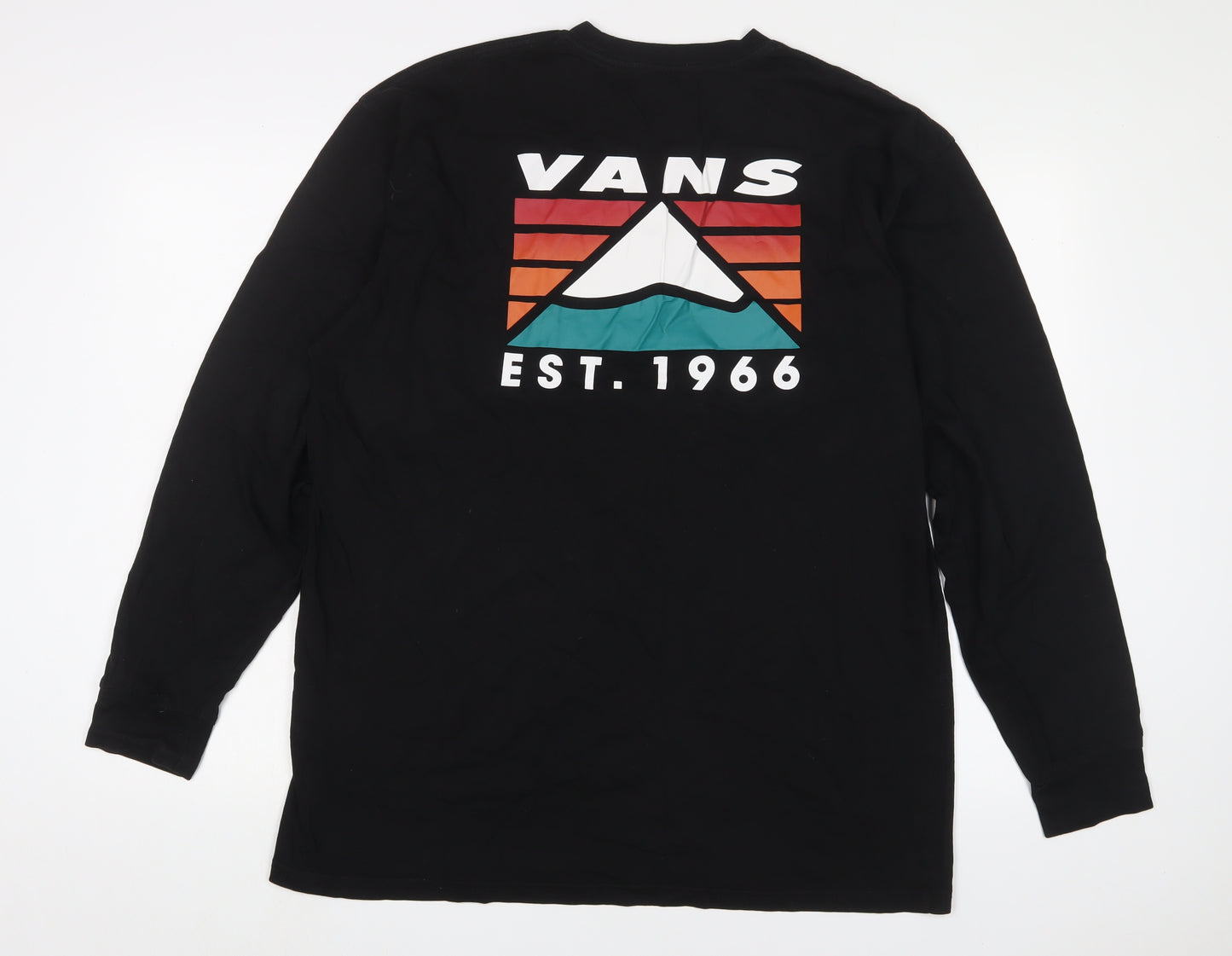 VANS Mens Black Cotton T-Shirt Size XL Crew Neck - Logo