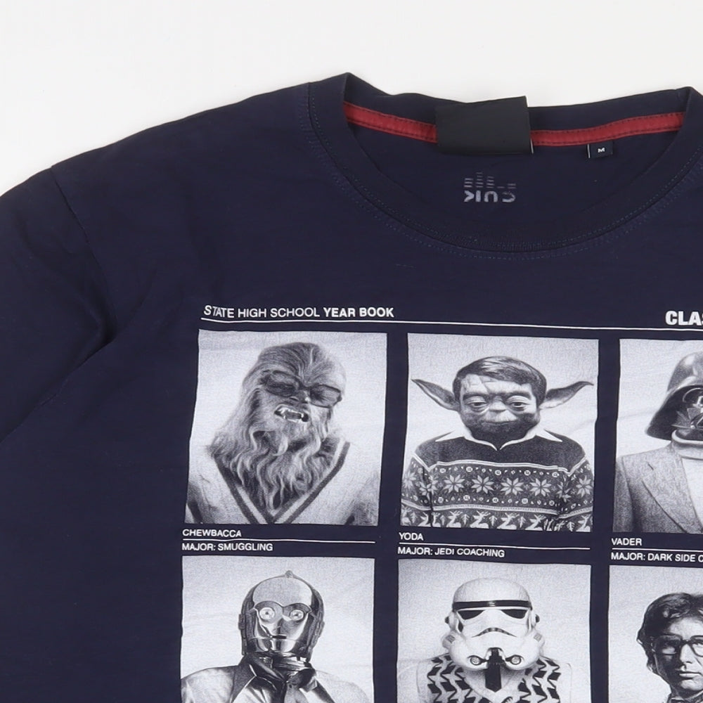 CNK Mens Blue Cotton T-Shirt Size M Crew Neck