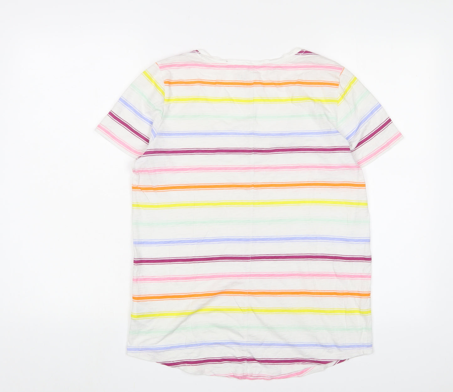 Gap Womens Multicoloured Striped Cotton Basic T-Shirt Size M V-Neck