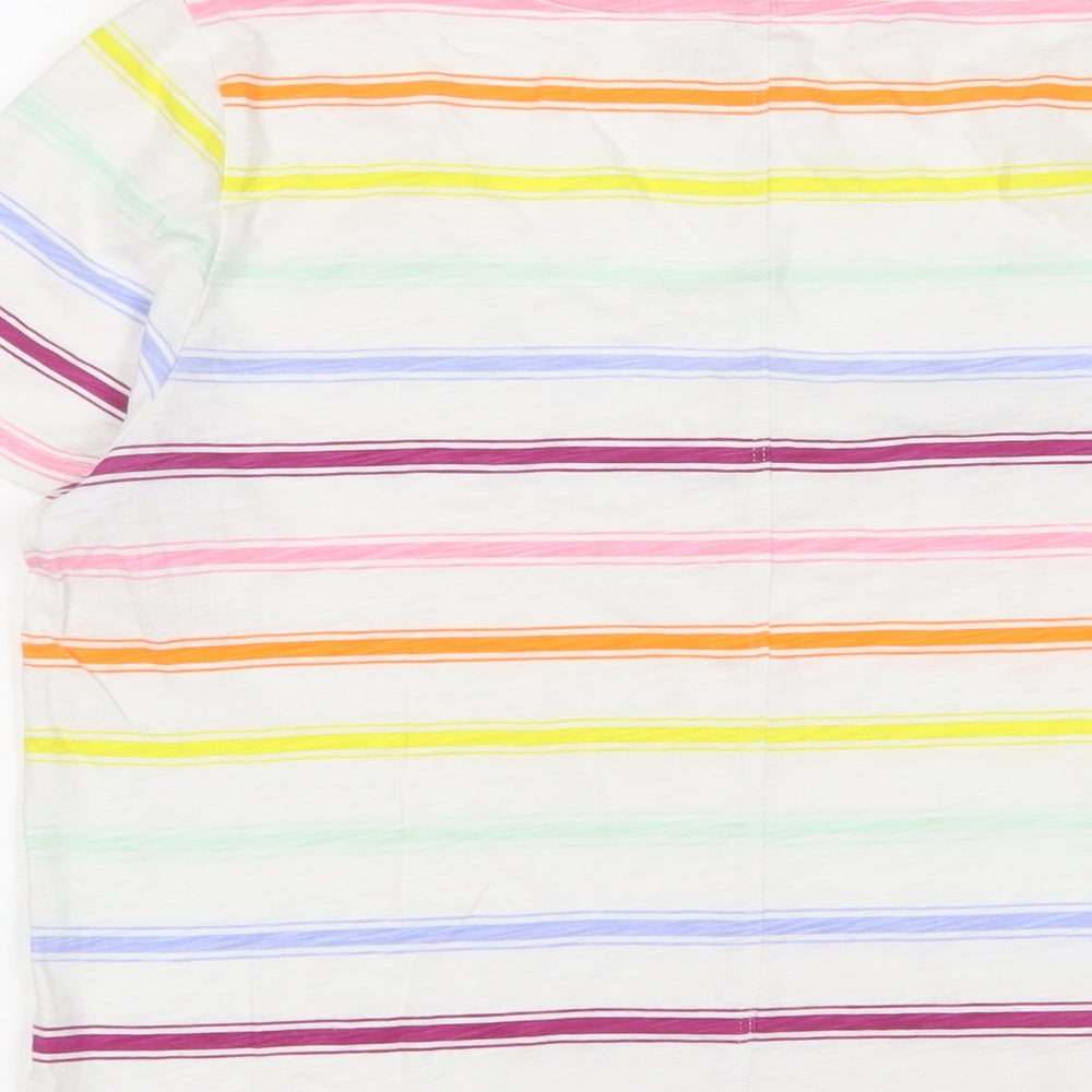 Gap Womens Multicoloured Striped Cotton Basic T-Shirt Size M V-Neck