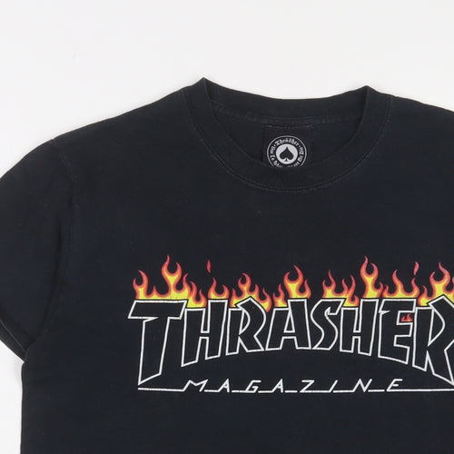 Thrasher Mens Black Cotton T-Shirt Size S Crew Neck