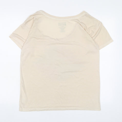 Billabong Womens Beige Polyester Basic T-Shirt Size S Boat Neck