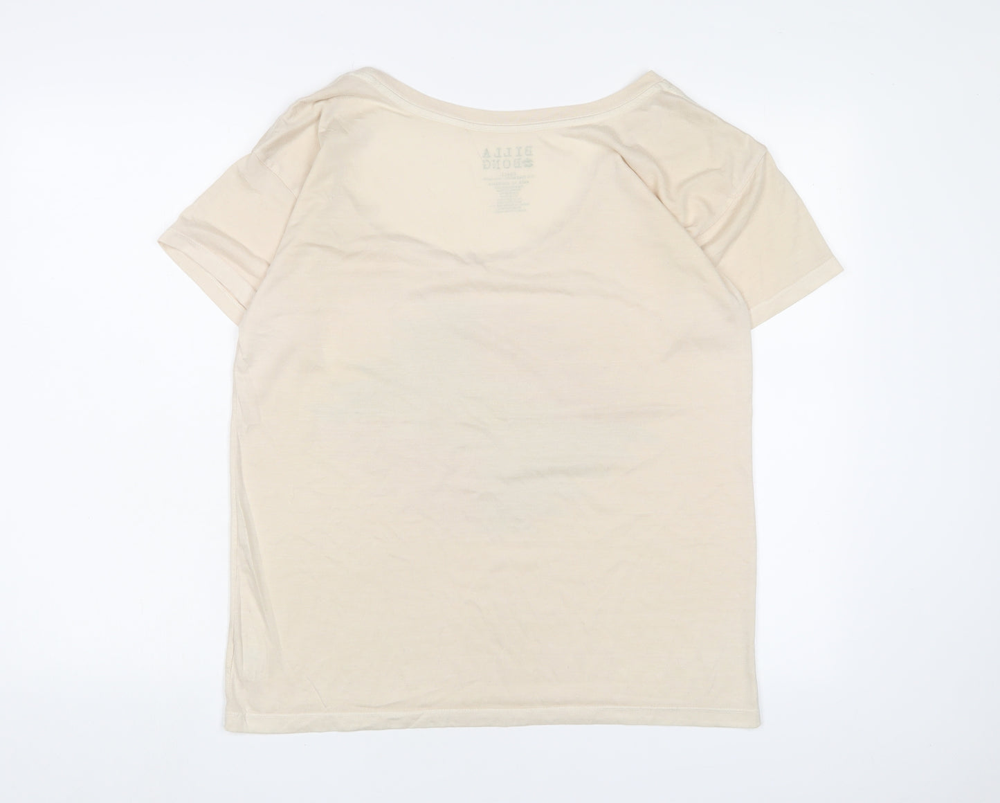 Billabong Womens Beige Polyester Basic T-Shirt Size S Boat Neck