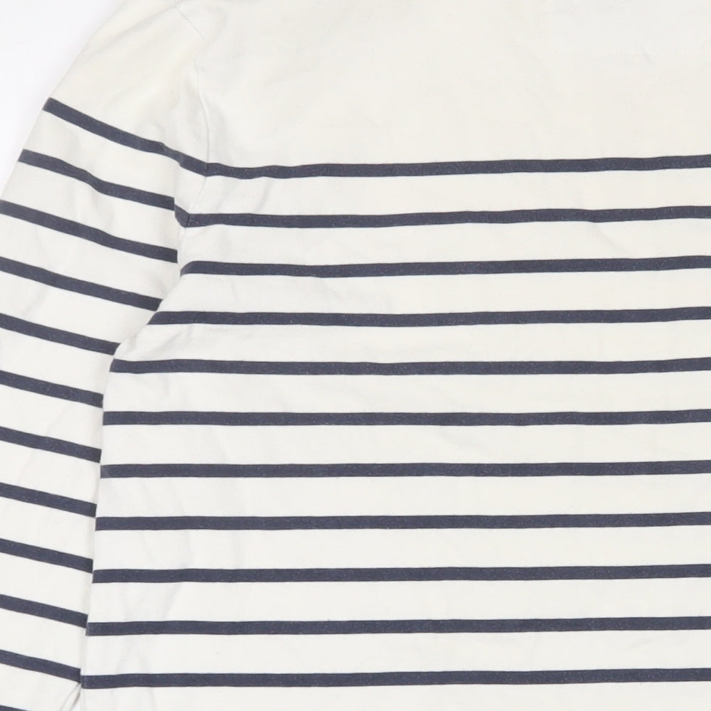 Jack Wills Womens White Striped Cotton Basic T-Shirt Size S Crew Neck - Logo, Embroidered