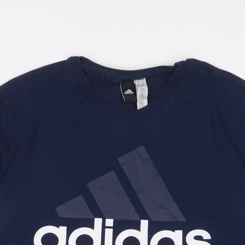 adidas Mens Blue Cotton T-Shirt Size M Crew Neck - Logo