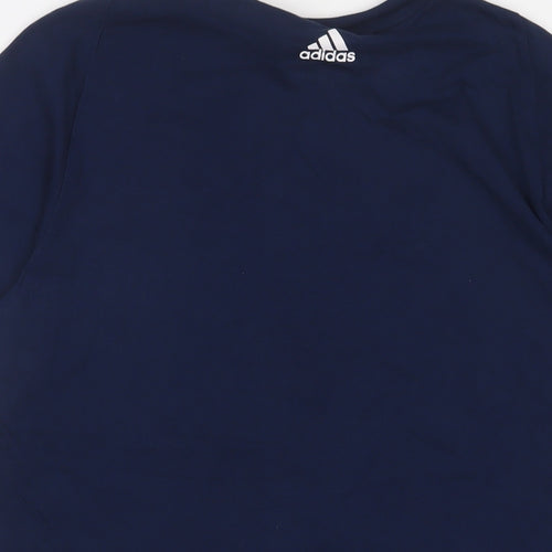 adidas Mens Blue Cotton T-Shirt Size M Crew Neck - Logo